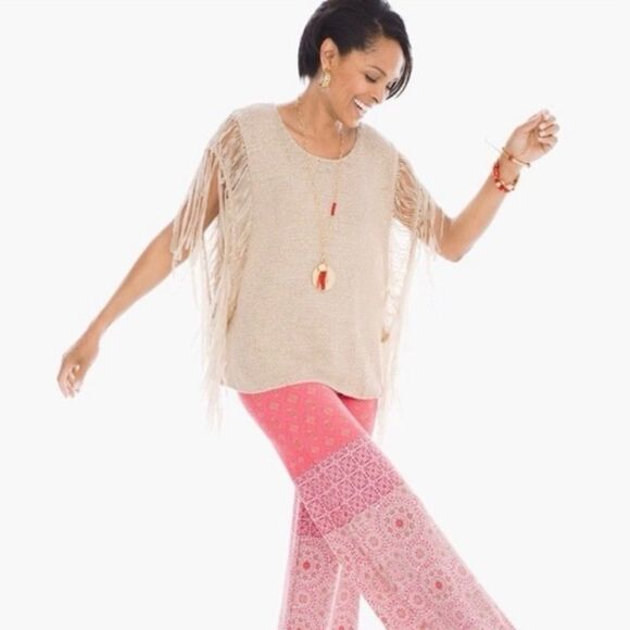 Chico’s Tarrin Artisanal Weaving Fringe Sleeves Poncho Style Sweater Sz … - Picture 12 of 12